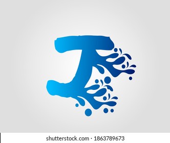 Letter J With Splash Water Logo Template Vector.