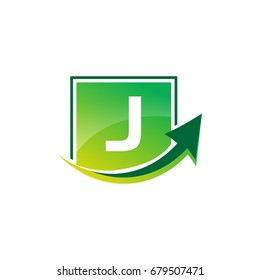 letter J with in a square with an up arrow, logo design, isolated on white background.
