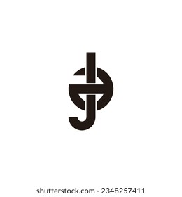Letter J and a square circle geometric symbol simple logo vector