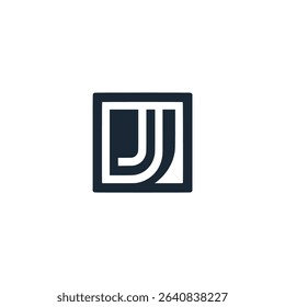 letter J with square rectangle business company logo vector illustration template design