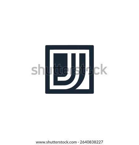 letter J with square rectangle business company logo vector illustration template design
