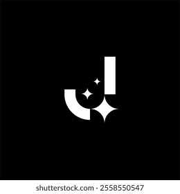 Letter J star or J shining or J cleaning logo concept vector icon