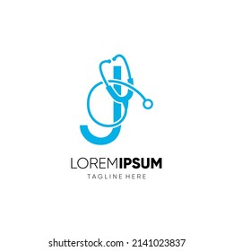 Letter J Stethoscope Logo Design Vector Icon Graphic Emblem Illustration 
