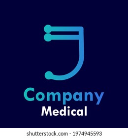 Letter j with stethoscope logo template illustration