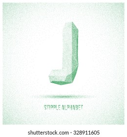 Letter J from Stipple Alphabet - Typeface Made From Little Dots - Infographic, Webdesign or Advertising Element - Vector Illustration