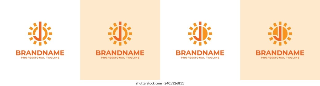 Letter J Sun Logo Set, suitable for business related to solar with J initial