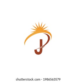 Letter J With Sun Ray Icon Logo Design Template Illustration Vector