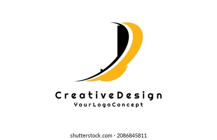 Letter J Swoosh Logo With Creative Curved Swoosh Icon Vector Illustration.