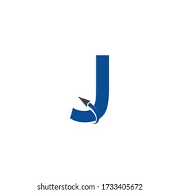 Diseño del logotipo de Letter J Swoosh, marca de letra creativa adecuada para la identidad de la marca de la empresa, plantilla del logotipo de organigrama/gráfico de la empresa