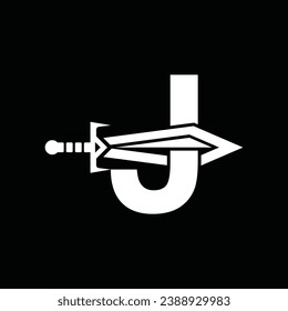 Letter J Sword weapon logo vector illustration, abstract vector illustration, Daggers and Knifes, logotype element for template.