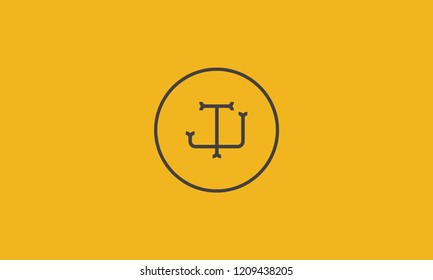 LETTER J AND T LOGO WITH CIRCLE FRAME FOR LOGO DESIGN OR ILLUSTRATION USE