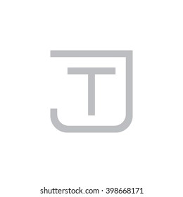 letter J and T monogram square shape logo gray