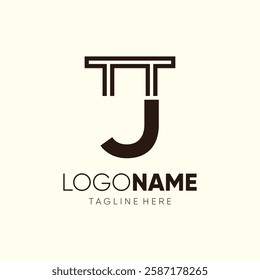 Letter J Table Logo Design Vector Icon Graphic Emblem Symbol Image Illustration