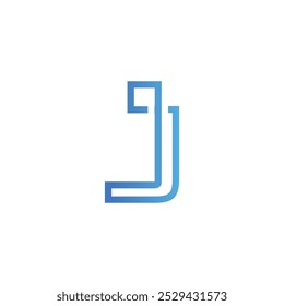 Letter J Techno Line logo icon vector