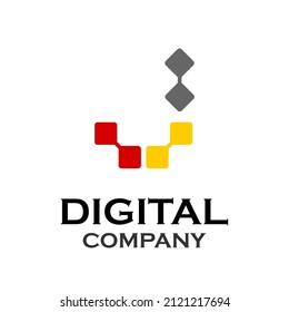 Letter j technology design logo template illustration