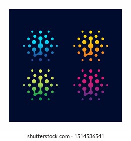 Letter J Technology Dots Logo Design Vector Icon