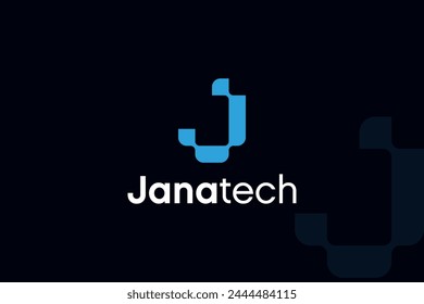 letter J technology logo design vector