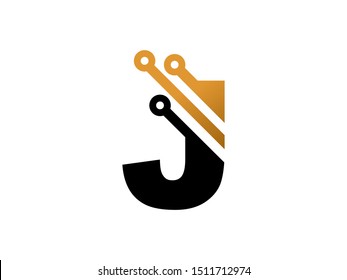 Letter J technology logo or symbol template design