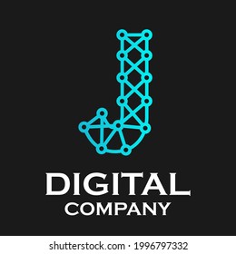 Letter j technology logo template illustration