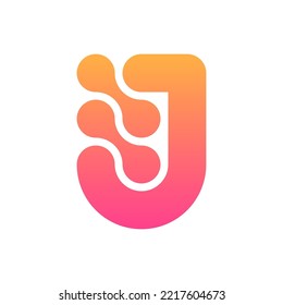 Letter J technology modern logo design