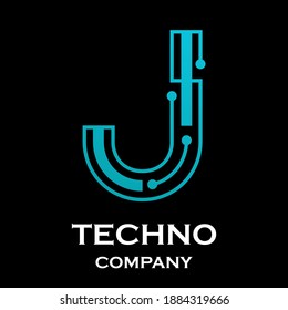 Letter j technology vector logo template. Suitable for technology, digital, web, link, internet, media etc