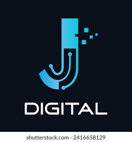 Letter j technology vector logo template. Suitable for technology, digital, web, link, internet, media etc