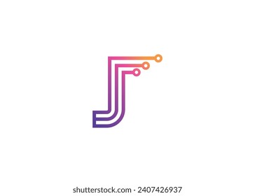 Letter J Technology vector monogram logo design template. Letter J molecule, Science and Bio technology Vector logo