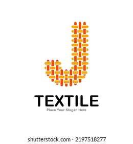 Letter J textile pattern and sewing logo vector design. Suitable for business, textile fabric, initial name, fashion, knitting, and poster