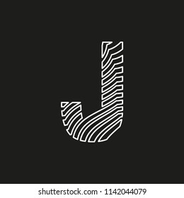 letter J in texture with white lines movement effect on editable black background vector