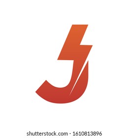 Letter J thunder power shape logo icon. Electrical Icon logo concept.