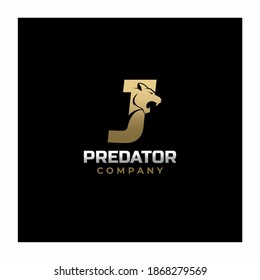 Letter J Tiger, Predator Logo Design Vector