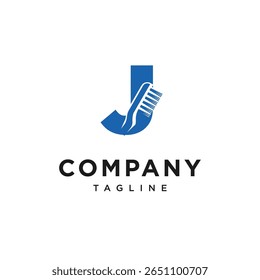 Letter J Toothbrush Logo Icon Vector