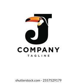 Letter J Toucan Logo Icon Vector