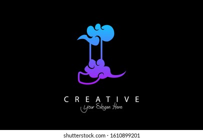Letter J Trendy Design Logo Concept. Creative Icon Logo with Cloud Shape Vector Illustration.