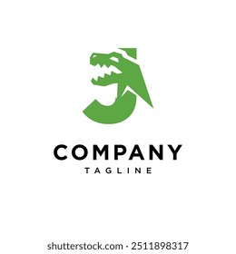 Letra J T-Rex Ícone de logotipo de dinossauro vetor