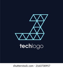 Logotipo tecnológico del polígono de la letra J