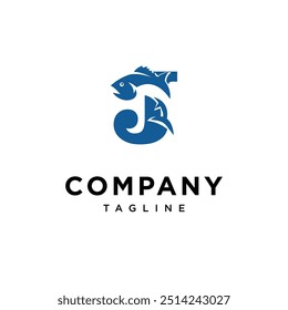 Letter J Tuna Fish logo icon vector.