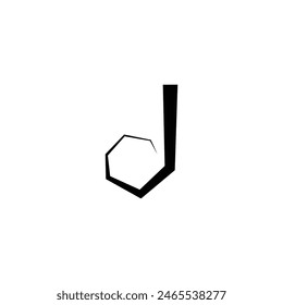 letter J twig geometric symbol simple logo vector