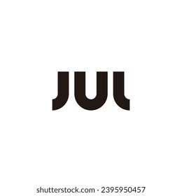 Letter J U L curve, letter M outline geometric symbol simple logo vector