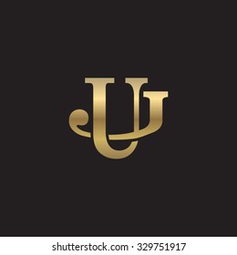 letter J and U monogram golden logo