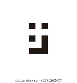 Letter j and U squares geometric symbol simple logo vector