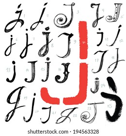 Letter J. Vector alphabet. 