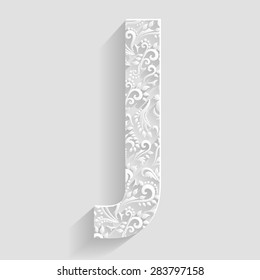 Letter J. Vector Floral Invitation cards Decorative Font
