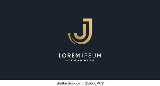 Diseño del logotipo del icono vectorial de la letra J con estilo único creativo Vector Premium