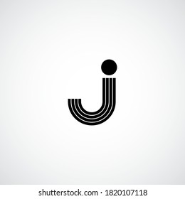 Letter J vector line dot logo design template. Unique modern minimalist black logotype symbol