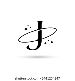 Logo Del Vector De La Letra J En El Que Una Imagen Abstracta De Un Planeta
