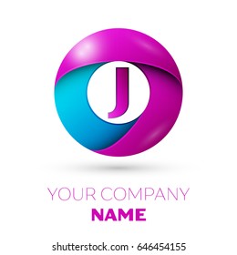 Letter J vector logo symbol in the colorful circle on white background. Vector template for your design