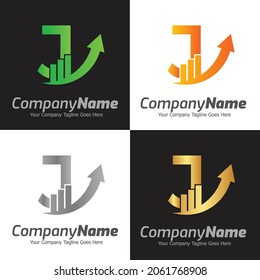 Plantilla de logotipo vectorial de la letra J, logotipo de la letra colorida J, logotipo de la empresa financiera, icono de la plantilla de diseño de los asesores del Instituto Financiero