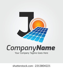 Letter J vector logo template, Colorful Letter J logo, Solar power logo design,  Solar panel logo, Renewable energy, Solar energy brand