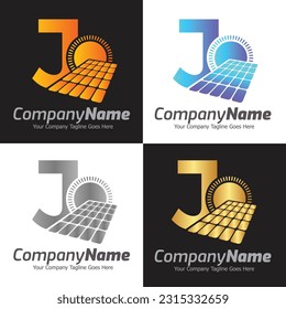 Letter J vector logo template, Colorful Letter J logo, Solar power logo design,  Solar panel logo, Renewable energy, Solar energy brand